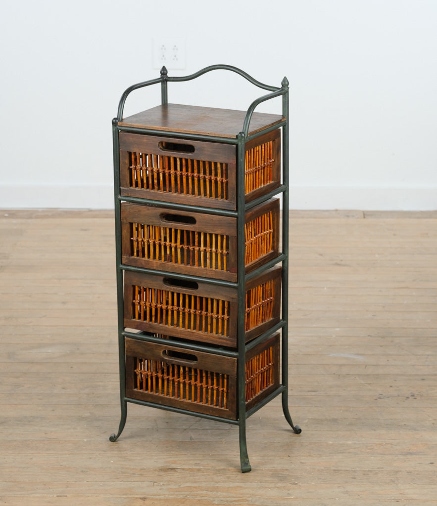 Metal & Wood 4-Drawer Organizer with Bamboo Fronts – 37