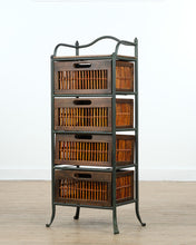 Load image into Gallery viewer, Metal &amp; Wood 4-Drawer Organizer with Bamboo Fronts – 37&quot; Tall
