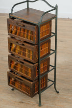 Load image into Gallery viewer, Metal &amp; Wood 4-Drawer Organizer with Bamboo Fronts – 37&quot; Tall
