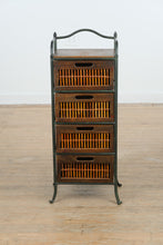 Load image into Gallery viewer, Metal &amp; Wood 4-Drawer Organizer with Bamboo Fronts – 37&quot; Tall
