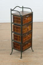 Load image into Gallery viewer, Metal &amp; Wood 4-Drawer Organizer with Bamboo Fronts – 37&quot; Tall
