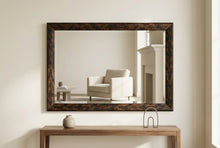 Load image into Gallery viewer, Large Rectangular Beveled Wall Mirror Dark Bronze Distressed Frame 40 Inch

