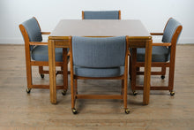 Load image into Gallery viewer, 42" Square Oak Dining Set &amp; Four Rolling Chairs
