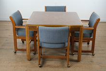 Load image into Gallery viewer, 42" Square Oak Dining Set &amp; Four Rolling Chairs
