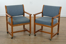 Load image into Gallery viewer, 42" Square Oak Dining Set &amp; Four Rolling Chairs
