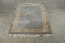 Load image into Gallery viewer, Chinese Peking Wool Rug 43 x 68 Shou Longevity Medallion Gray Peach Cream
