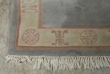 Load image into Gallery viewer, Chinese Peking Wool Rug 43 x 68 Shou Longevity Medallion Gray Peach Cream
