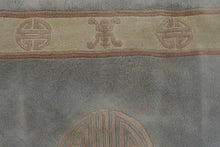 Load image into Gallery viewer, Chinese Peking Wool Rug 43 x 68 Shou Longevity Medallion Gray Peach Cream
