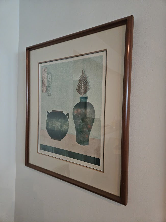 Framed Still Life Art Print – Mid-Century Modern Vase & Pot Silhouette Wall Decor