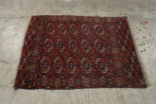 Load image into Gallery viewer, Vintage Turkoman Tekke Style Handwoven Wool Rug Red Geometric 44 x 39
