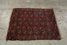 Load image into Gallery viewer, Vintage Turkoman Tekke Style Handwoven Wool Rug Red Geometric 44 x 39
