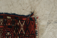 Load image into Gallery viewer, Vintage Turkoman Tekke Style Handwoven Wool Rug Red Geometric 44 x 39
