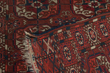 Load image into Gallery viewer, Vintage Turkoman Tekke Style Handwoven Wool Rug Red Geometric 44 x 39
