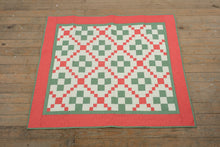 Load image into Gallery viewer, Handmade Patchwork Quilt – Red, Green &amp; Cream Irish Chain Pattern – 45&quot; x 38&quot; – Excellent Condition
