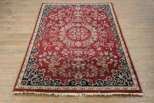 Load image into Gallery viewer, Chinese Art Deco Style Rug 46x72 Red Floral Medallion Wool
