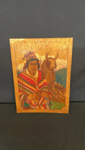 Load image into Gallery viewer, Peruvian Folk Art Painting on Wood Andean Man Llama Signed Panel
