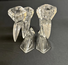 Load image into Gallery viewer, Pair of West German Lead Crystal Sculptural Candlesticks Rattenberg Style
