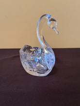 Load image into Gallery viewer, Bohemian Cut Crystal Swan Dish – Czech Lead Crystal Candy Bowl, 5.5"
