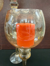 Load image into Gallery viewer, Gold Stem Hurricane Candle Holders – Set of 3 Graduated 16” 18” 22”
