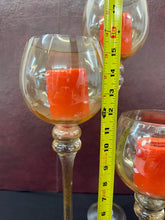 Load image into Gallery viewer, Gold Stem Hurricane Candle Holders – Set of 3 Graduated 16” 18” 22”
