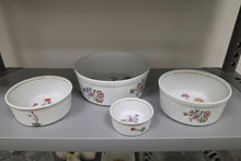 Load image into Gallery viewer, Le Faune Fireproof Porcelain Nesting Baking Bowl Set 4 Floral Butterfly France
