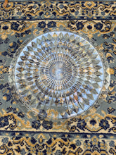 Load image into Gallery viewer, Vintage Pressed Glass Platter – 13.5” Diamond Point Starburst Design with Scalloped Edge
