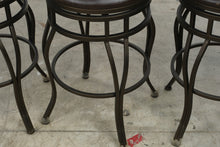 Load image into Gallery viewer, Set of 4 Swivel Bar Stools with Metal Frames and Brown Upholstered Seats
