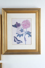 Load image into Gallery viewer, Set of 4 Framed Botanical Insect Prints Gold Frames 16 x 19
