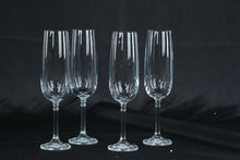 Load image into Gallery viewer, Clear Glass Champagne Flutes with Faceted Stem, Set of 4
