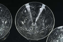 Load image into Gallery viewer, Set of 4 Vintage Cut Crystal Champagne Coupes / Dessert Cocktail Glasses – Etched Floral Design
