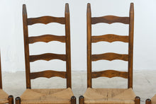 Load image into Gallery viewer, Set of 4 Wood Ladder Back Dining Chairs with Woven Rush Seats
