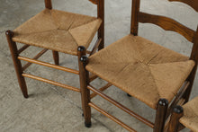 Load image into Gallery viewer, Set of 4 Wood Ladder Back Dining Chairs with Woven Rush Seats
