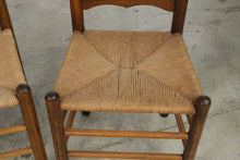 Load image into Gallery viewer, Set of 4 Wood Ladder Back Dining Chairs with Woven Rush Seats
