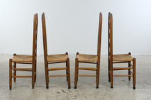 Load image into Gallery viewer, Set of 4 Wood Ladder Back Dining Chairs with Woven Rush Seats
