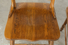 Load image into Gallery viewer, Set of 4 Traditional Solid Oak Dining Chairs with Carved Pressback and Barley Twist Posts
