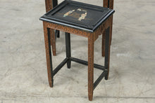 Load image into Gallery viewer, Vintage Asian Carved Wood Nesting Tables with Figural Inlay, Set of 4
