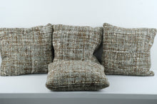 Load image into Gallery viewer, Set of 4 Chunky Woven Throw Pillows 20 x 20 Sage Green Brown Cream Textured
