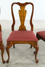 Load image into Gallery viewer, Set of 4 Traditional Cherry Queen Anne Dining Chairs with Upholstered Seats
