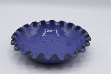 Load image into Gallery viewer, Blue Glazed Pottery Ruffled Edge Bowls Set of 4
