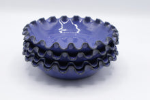 Load image into Gallery viewer, Blue Glazed Pottery Ruffled Edge Bowls Set of 4
