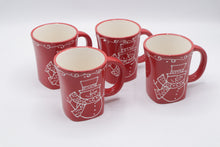 Load image into Gallery viewer, Signature Housewares Snowman Red Christmas Mugs Set of 4 Ceramic
