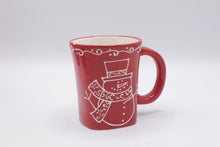 Load image into Gallery viewer, Signature Housewares Snowman Red Christmas Mugs Set of 4 Ceramic
