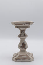 Load image into Gallery viewer, Distressed White Pillar Candle Holders Set of 4 Farmhouse Decor
