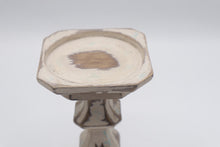 Load image into Gallery viewer, Distressed White Pillar Candle Holders Set of 4 Farmhouse Decor
