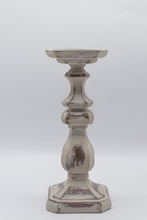 Load image into Gallery viewer, Distressed White Pillar Candle Holders Set of 4 Farmhouse Decor

