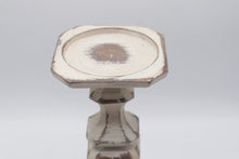 Load image into Gallery viewer, Distressed White Pillar Candle Holders Set of 4 Farmhouse Decor
