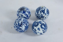 Load image into Gallery viewer, Set of 4 Blue and White Porcelain Decorative Balls – Dragon &amp; Floral Patterns, 2.75&quot;
