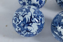 Load image into Gallery viewer, Set of 4 Blue and White Porcelain Decorative Balls – Dragon &amp; Floral Patterns, 2.75&quot;

