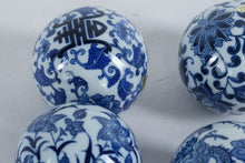 Load image into Gallery viewer, Set of 4 Blue and White Porcelain Decorative Balls – Dragon &amp; Floral Patterns, 2.75&quot;
