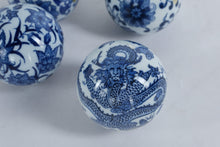 Load image into Gallery viewer, Set of 4 Blue and White Porcelain Decorative Balls – Dragon &amp; Floral Patterns, 2.75&quot;
